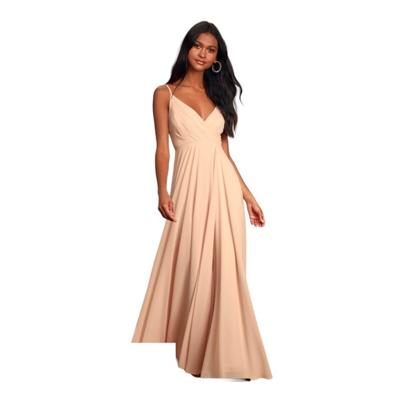 NWT LULU'S Blush Pink Sleeveless Maxi Dress Small Bridesmaid Formal Wedding - Picture 3 of 13